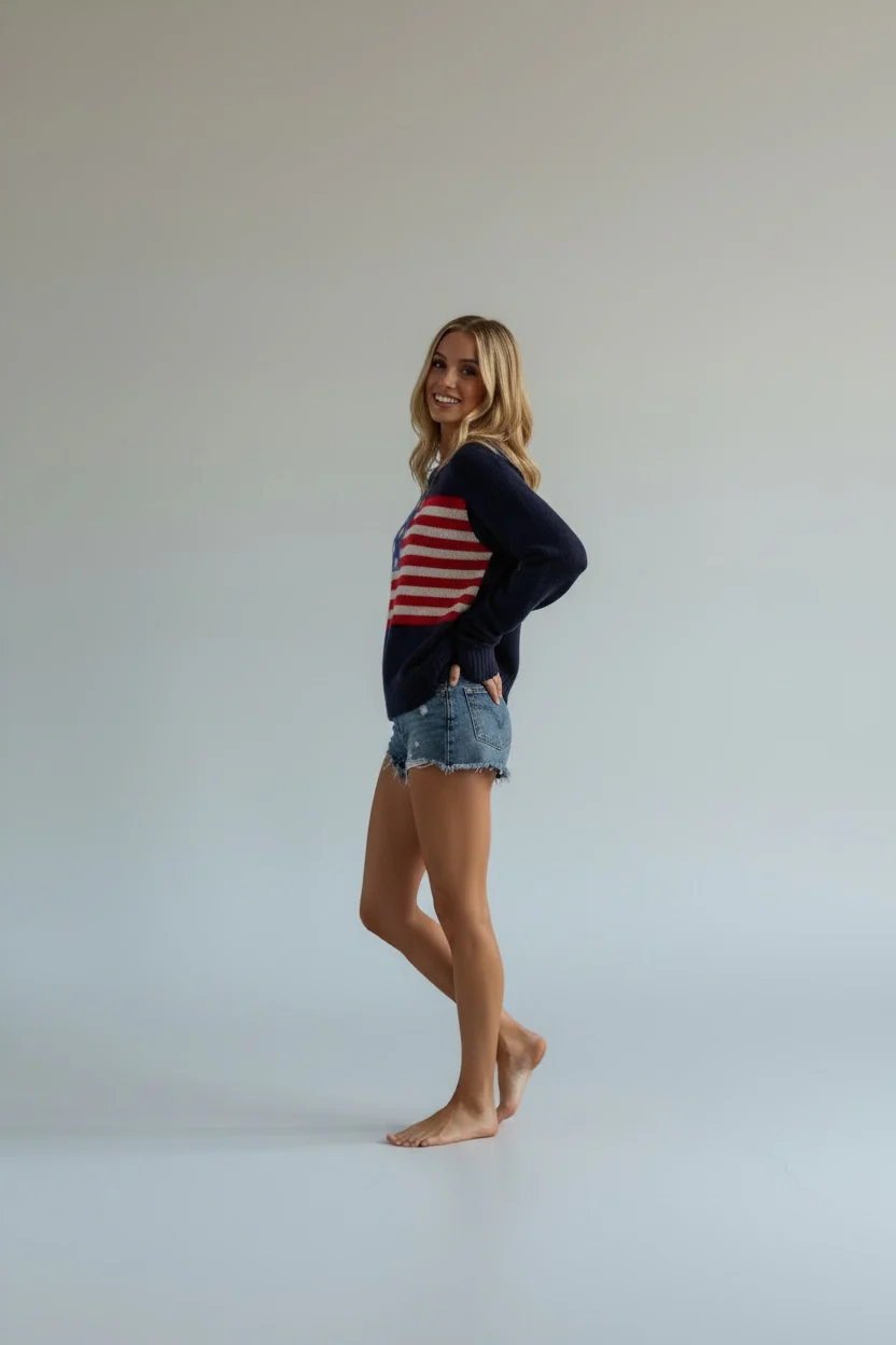 American Flag Sweater – Lightweight Navy Patriotic Pullover - Image 5