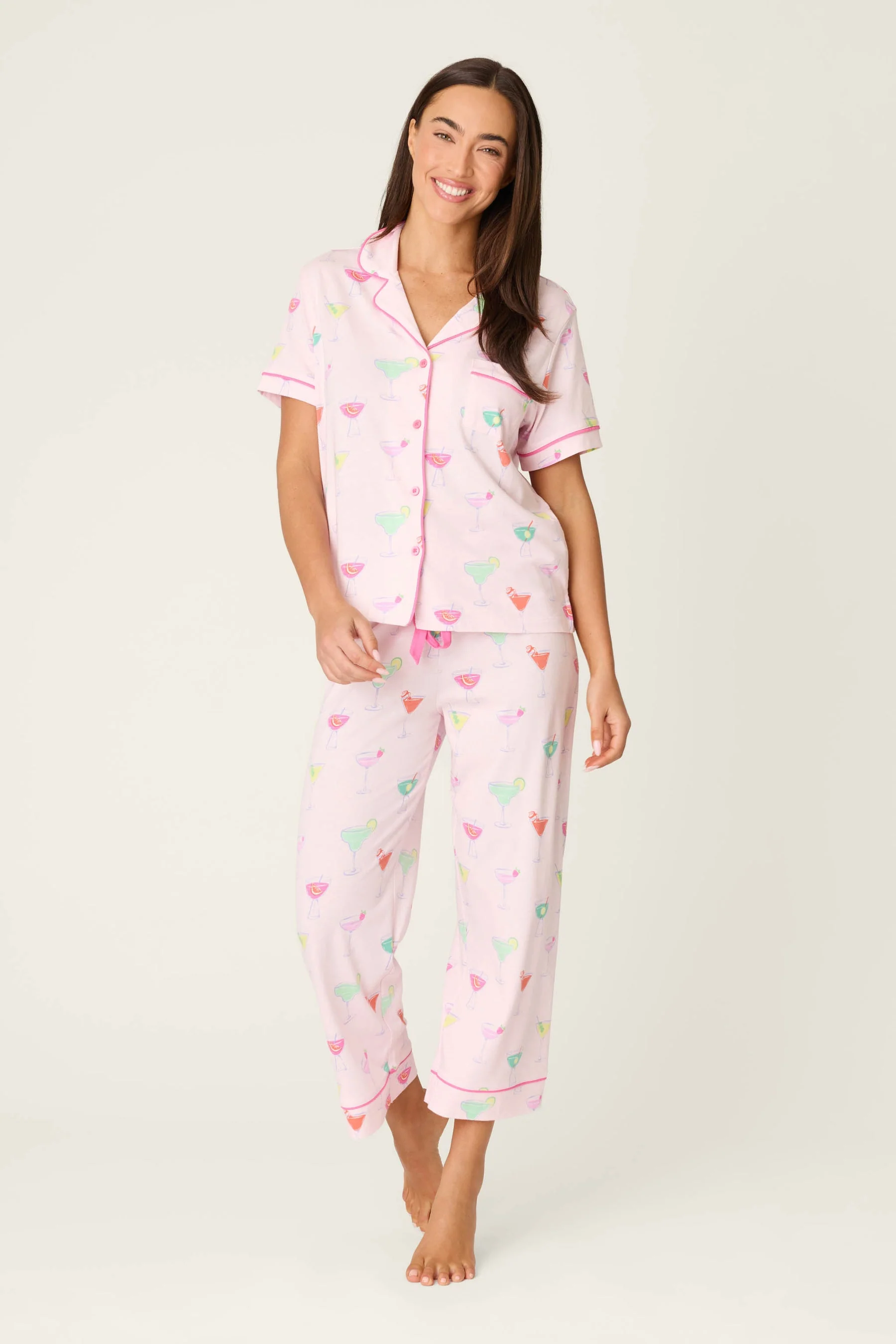 Cocktail Print Pink Pajama Set