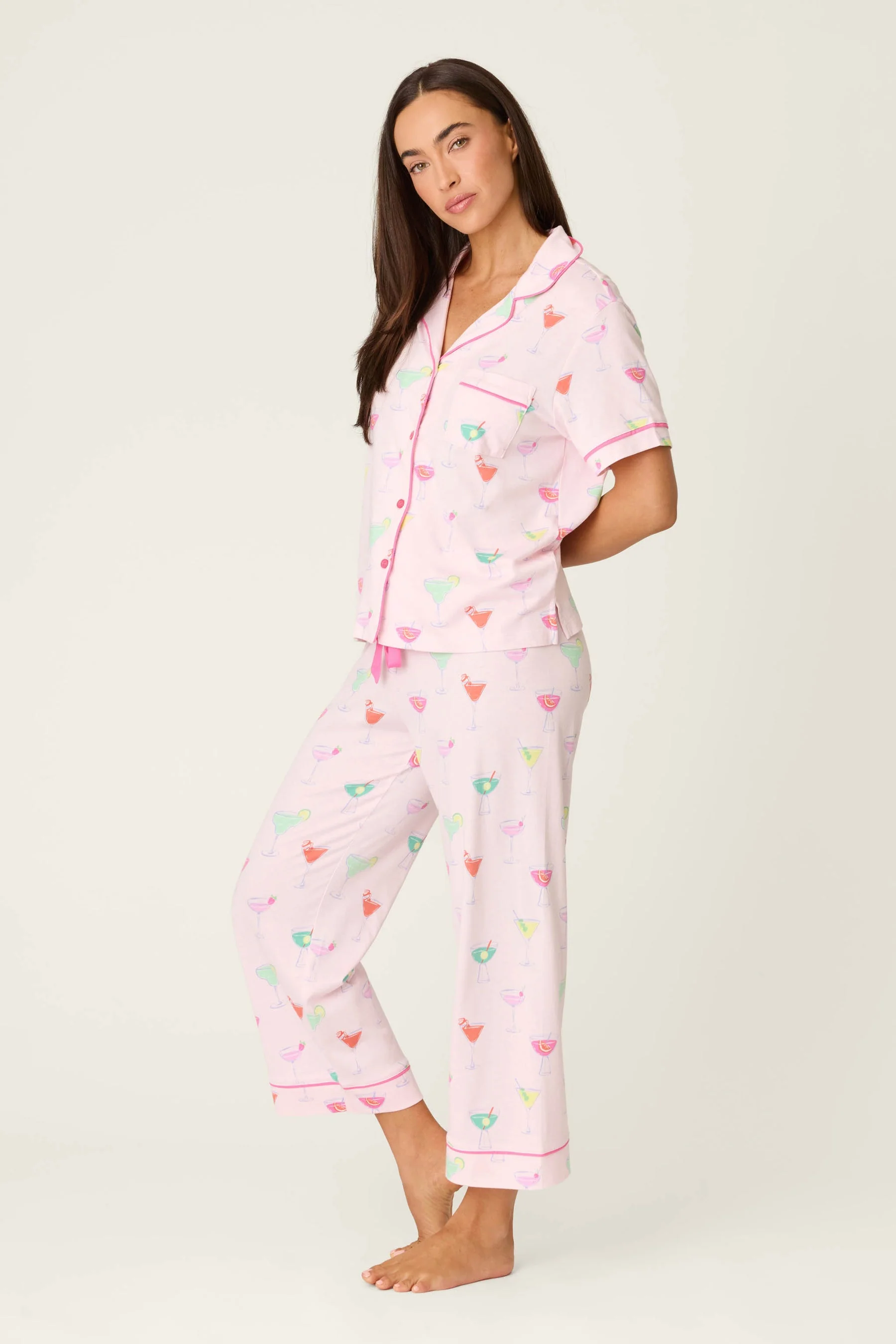Cocktail Print Pink Pajama Set - Image 2