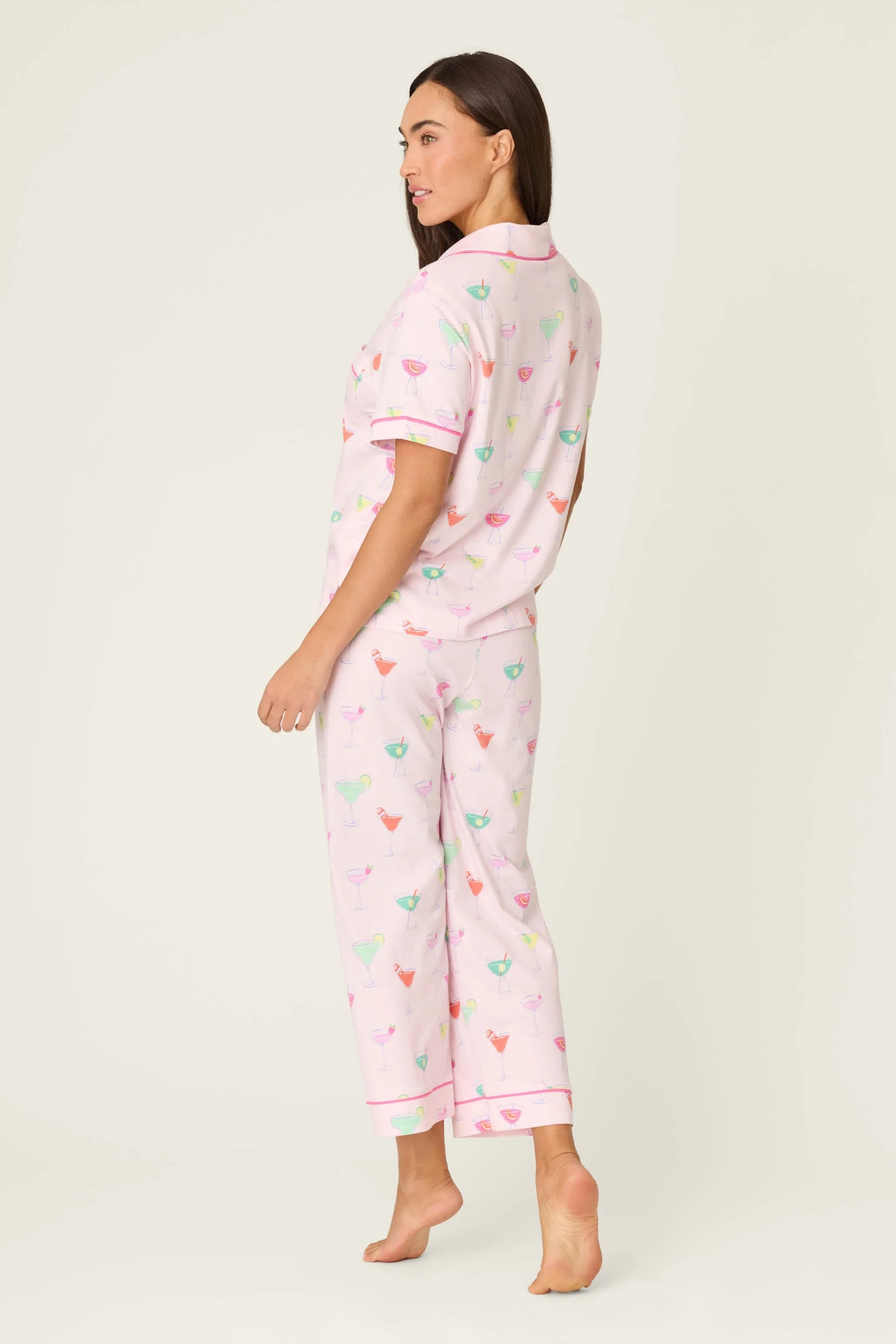 Cocktail Print Pink Pajama Set - Image 3