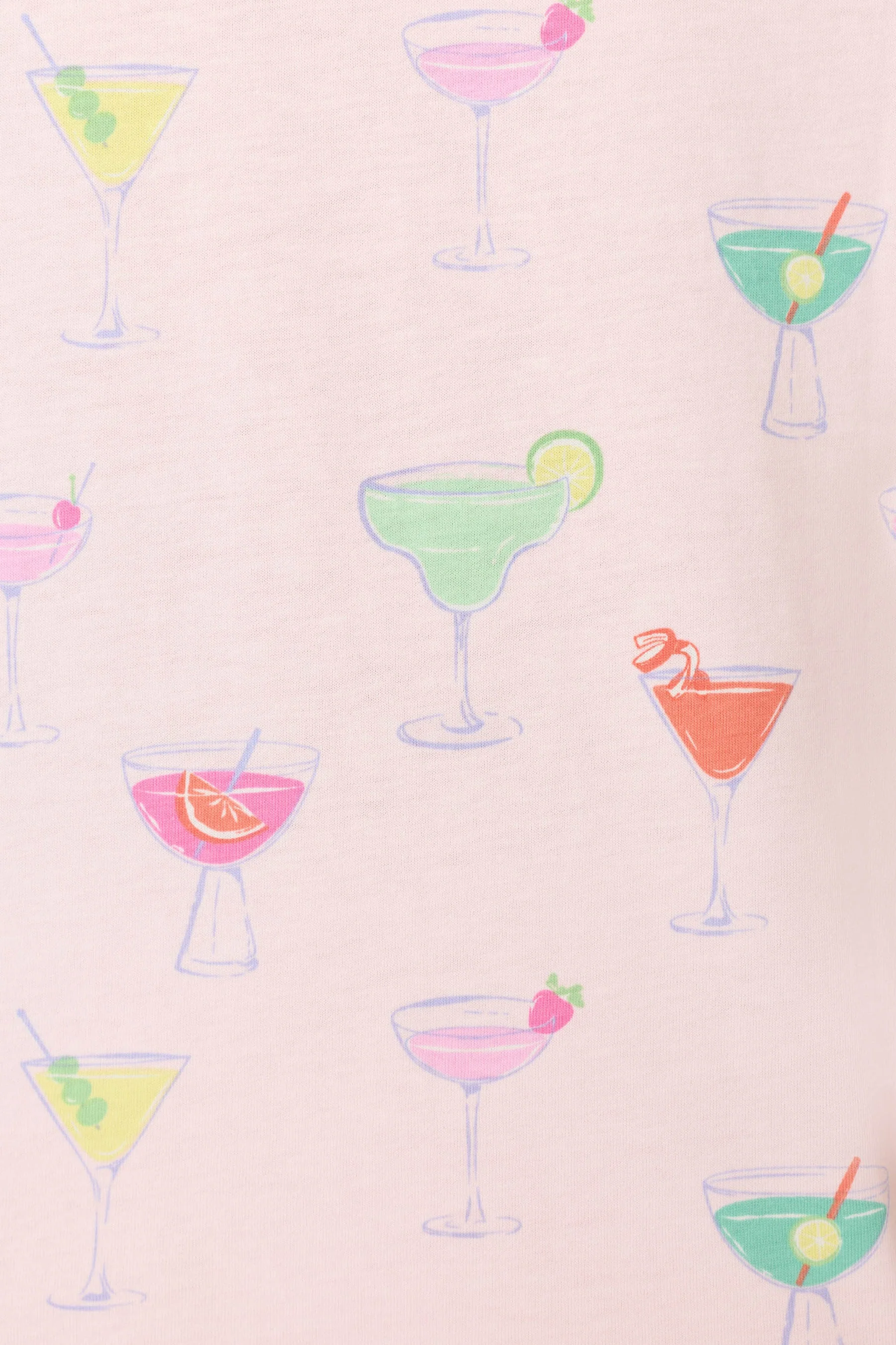 Cocktail Print Pink Pajama Set - Image 5