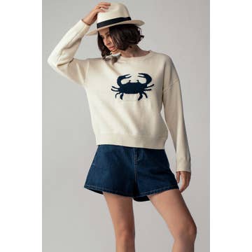 Crab Graphic Relaxed Knit Sweater - Image 3