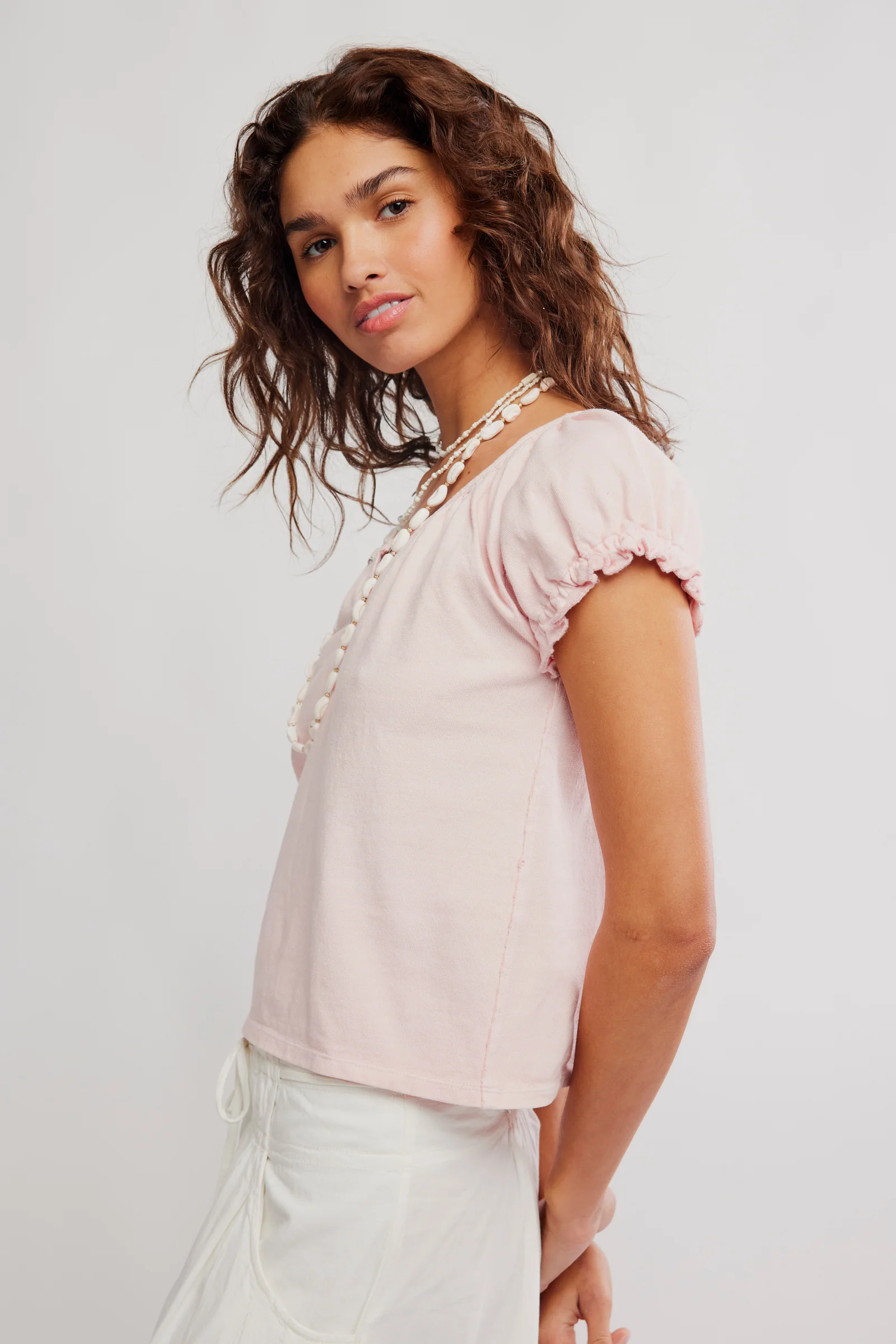 Free People Issa Puff Sleeve Henley Tee - Image 3