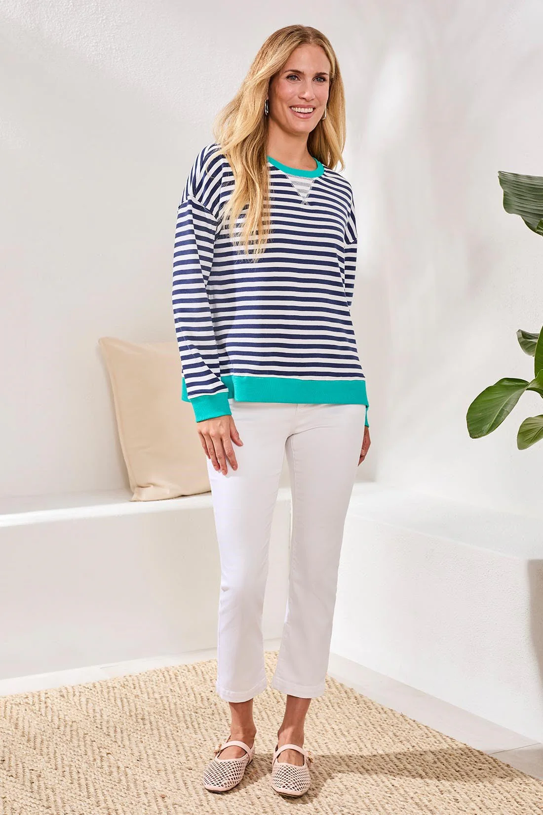 Striped Crew Neck W/Combo