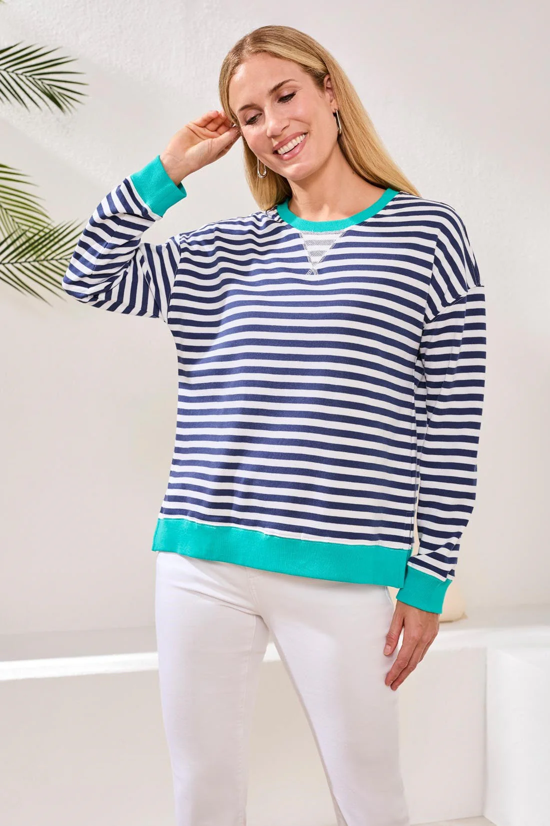 Striped Crew Neck W/Combo - Image 2