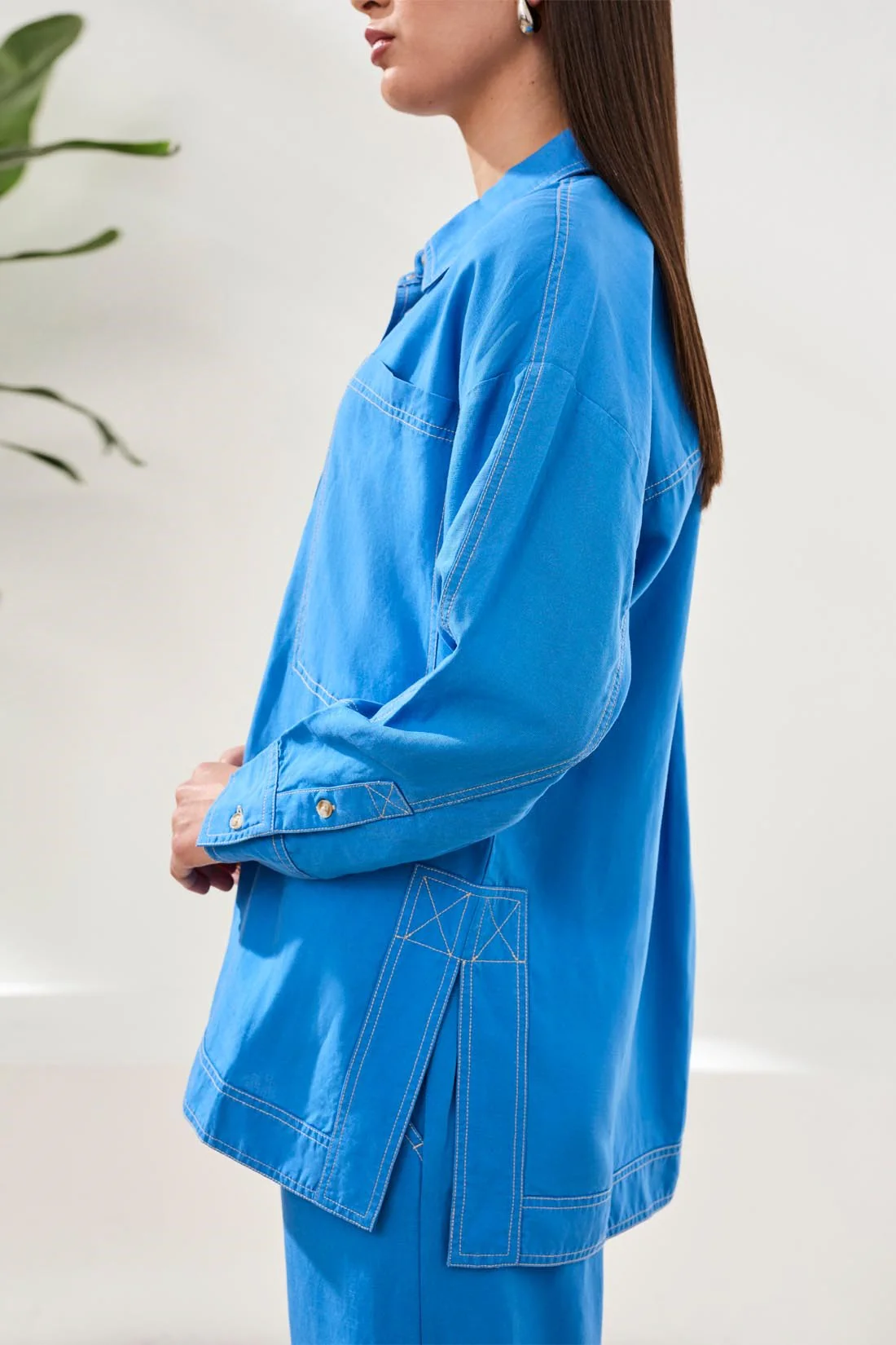 L/S POP OVER TUNIC W/ CONTRAST STITCH - Image 2