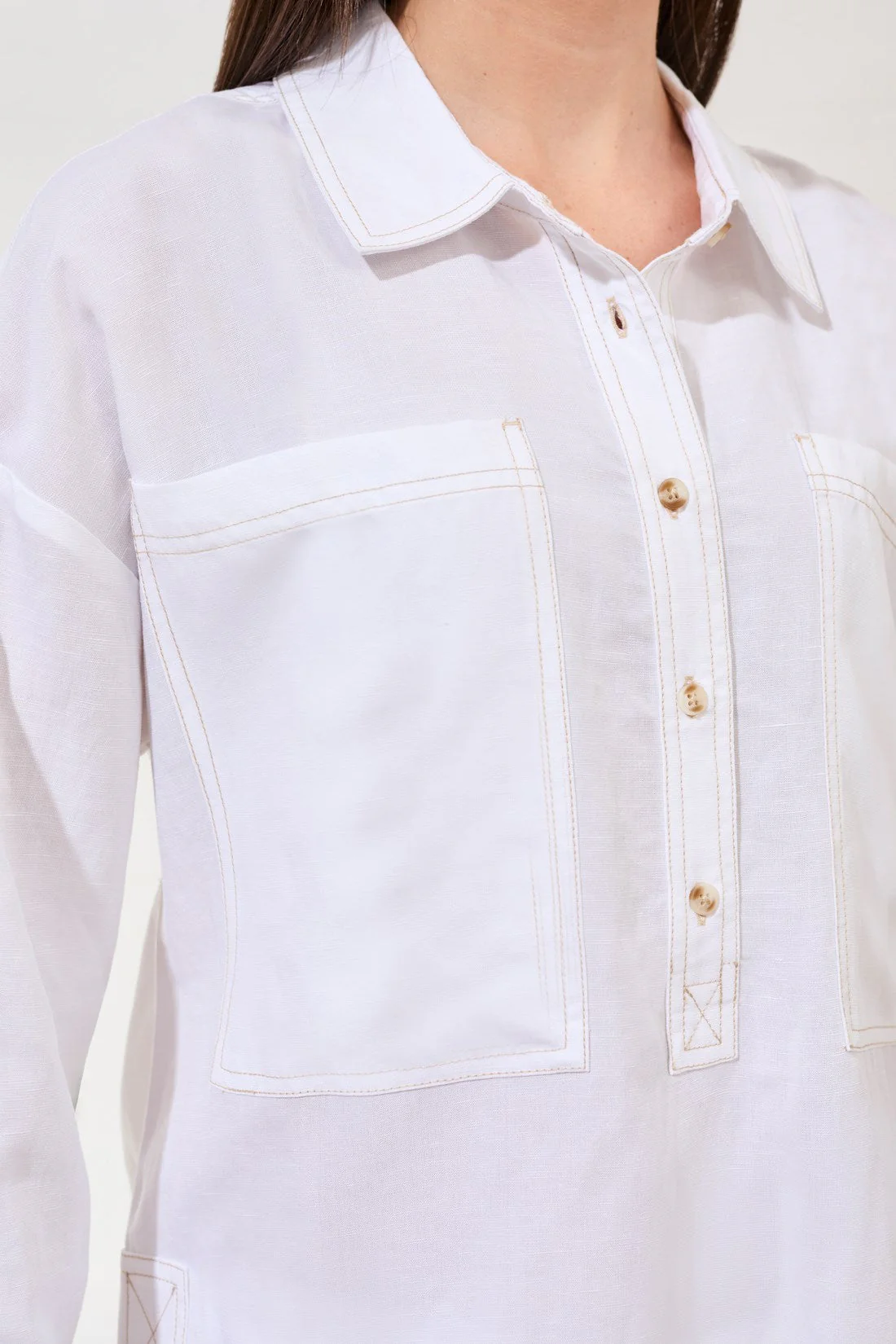 L/S POP OVER TUNIC W/ CONTRAST STITCH - Image 5
