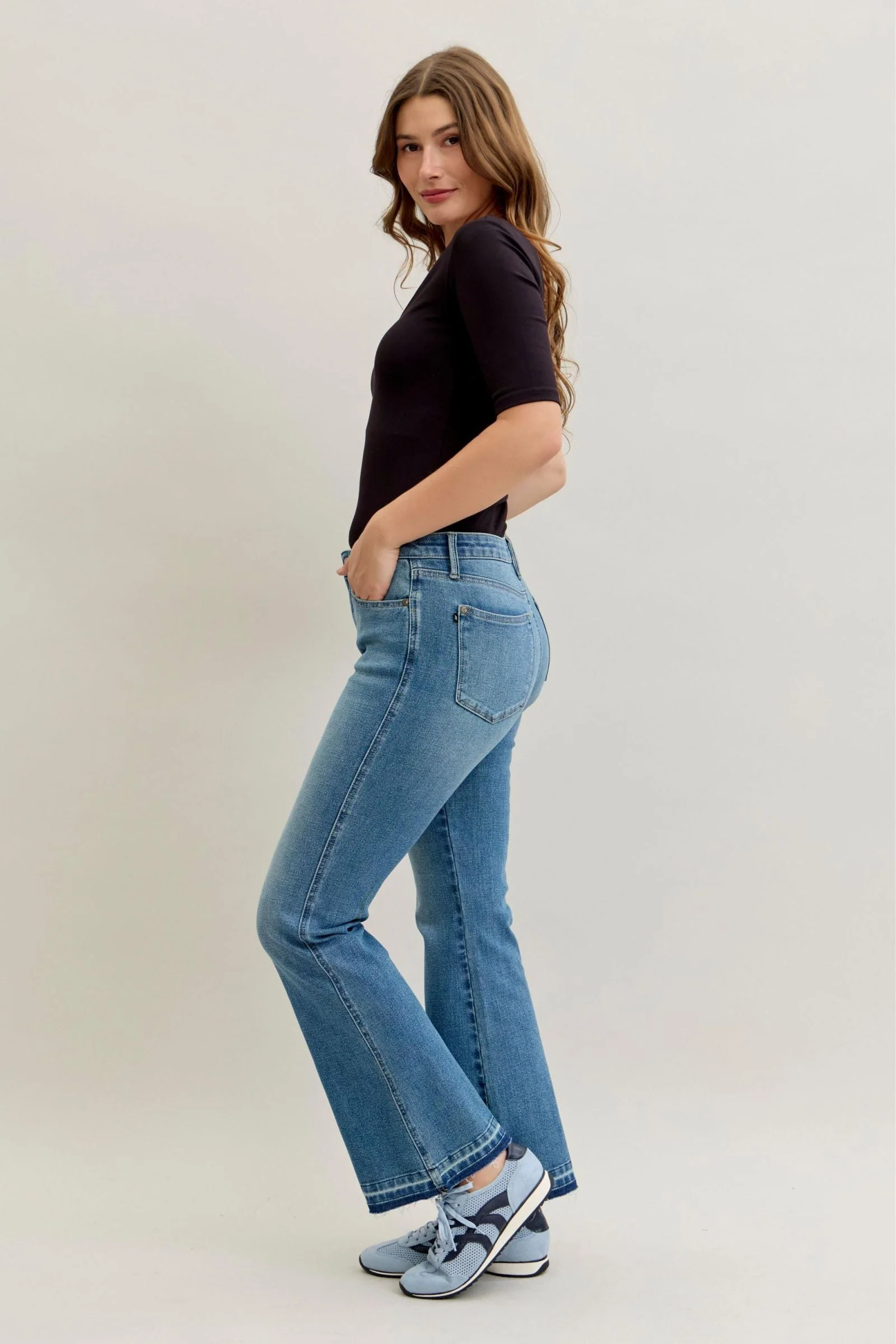 Judy Blue Mid Rise Tummy Control Slim Bootcut Jeans | Stretch Denim - Image 2