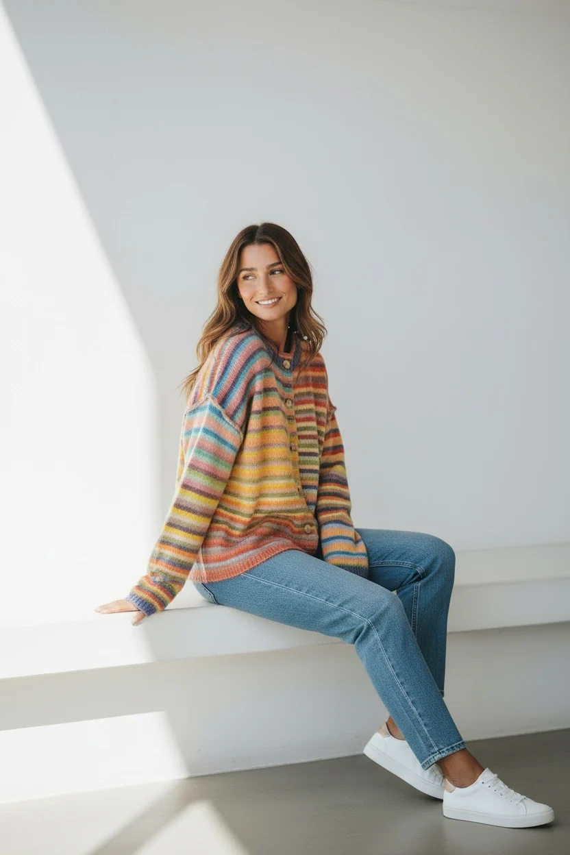 Rainbow Striped Cardigan