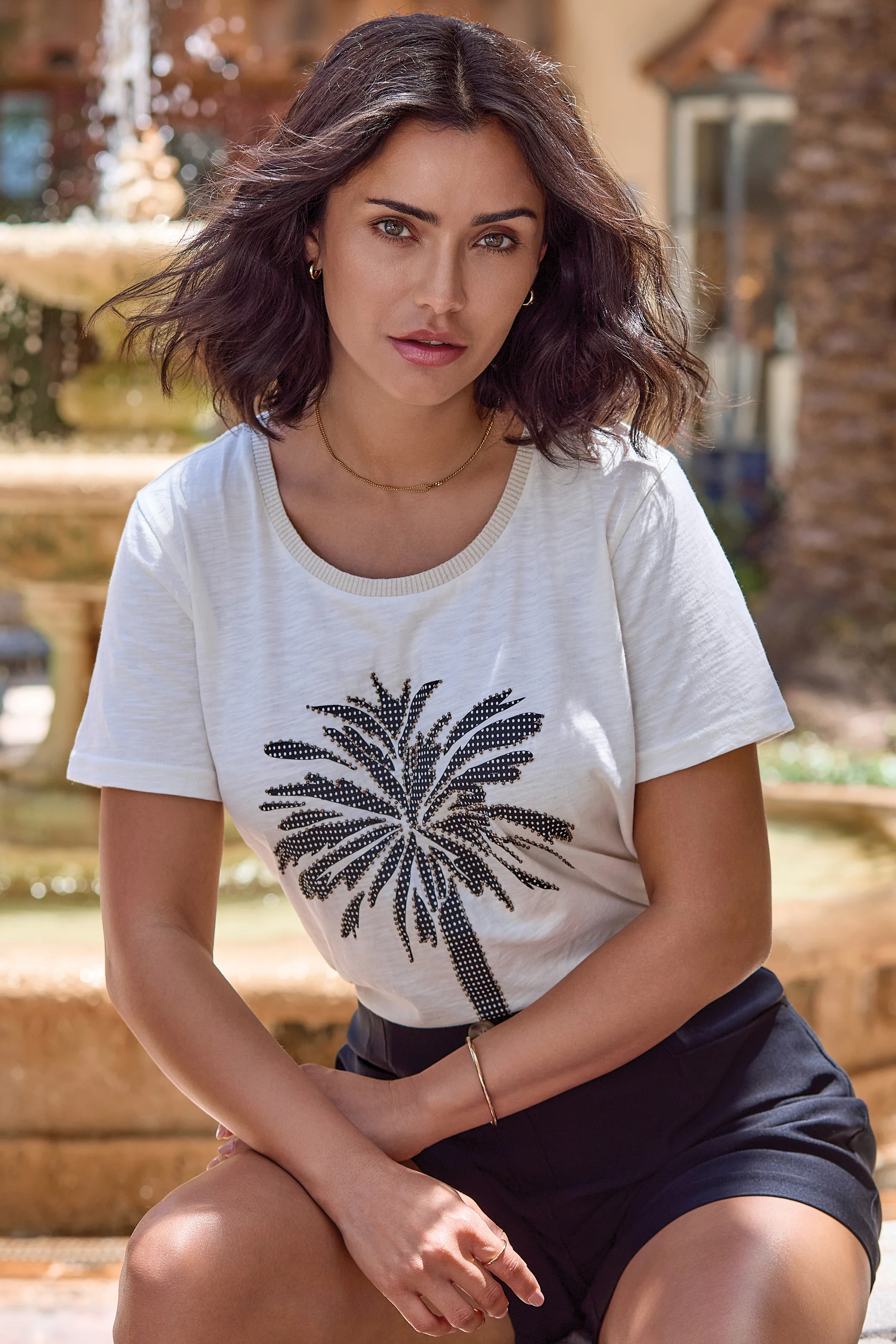 Palm Tree Graphic Tee | Cotton Tropical Summer T-Shirt - Image 2
