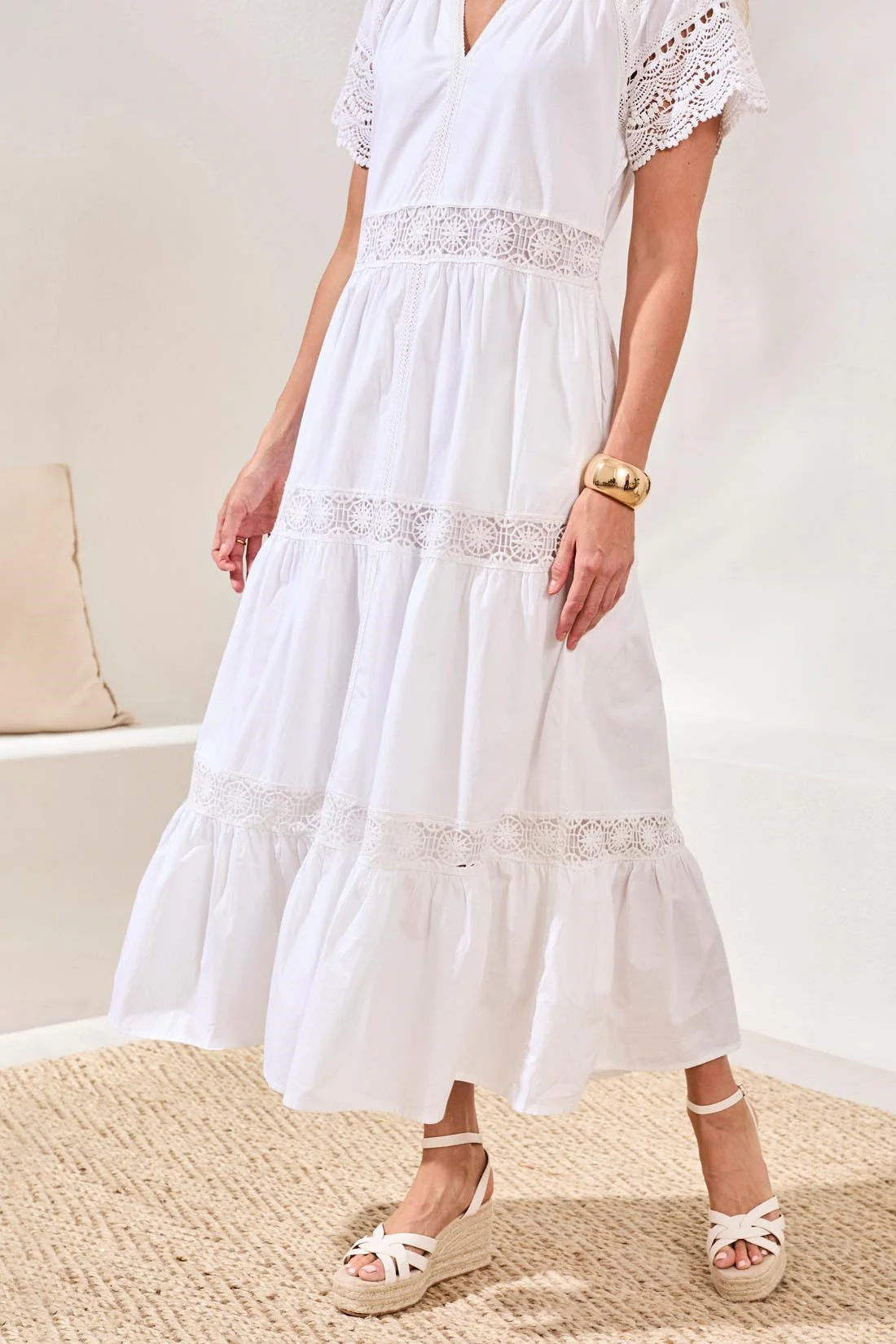 Lace Trim Peasant Dress - Image 3