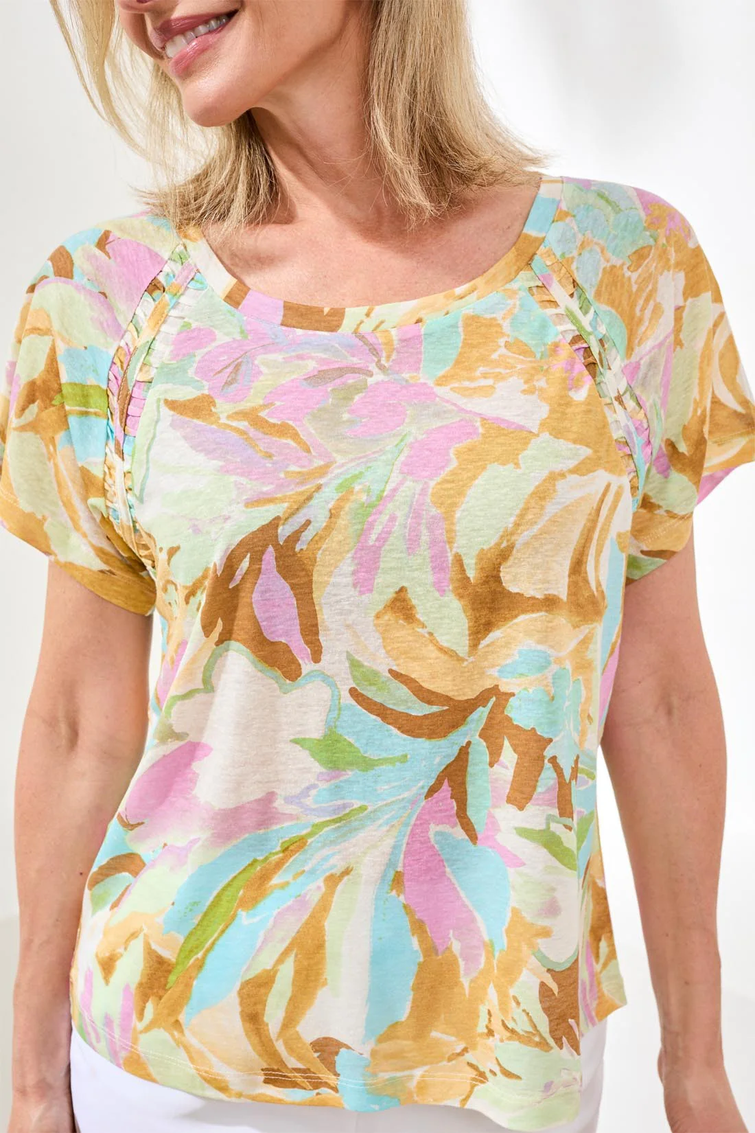 Linen Scoop Neck Top - Image 3
