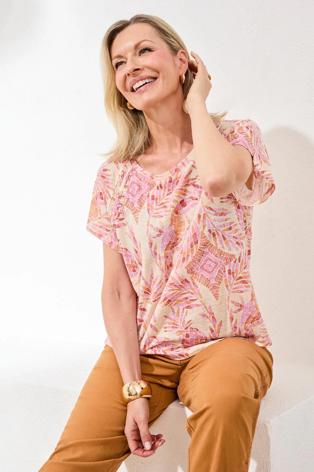 Linen Scoop Neck Top - Image 5