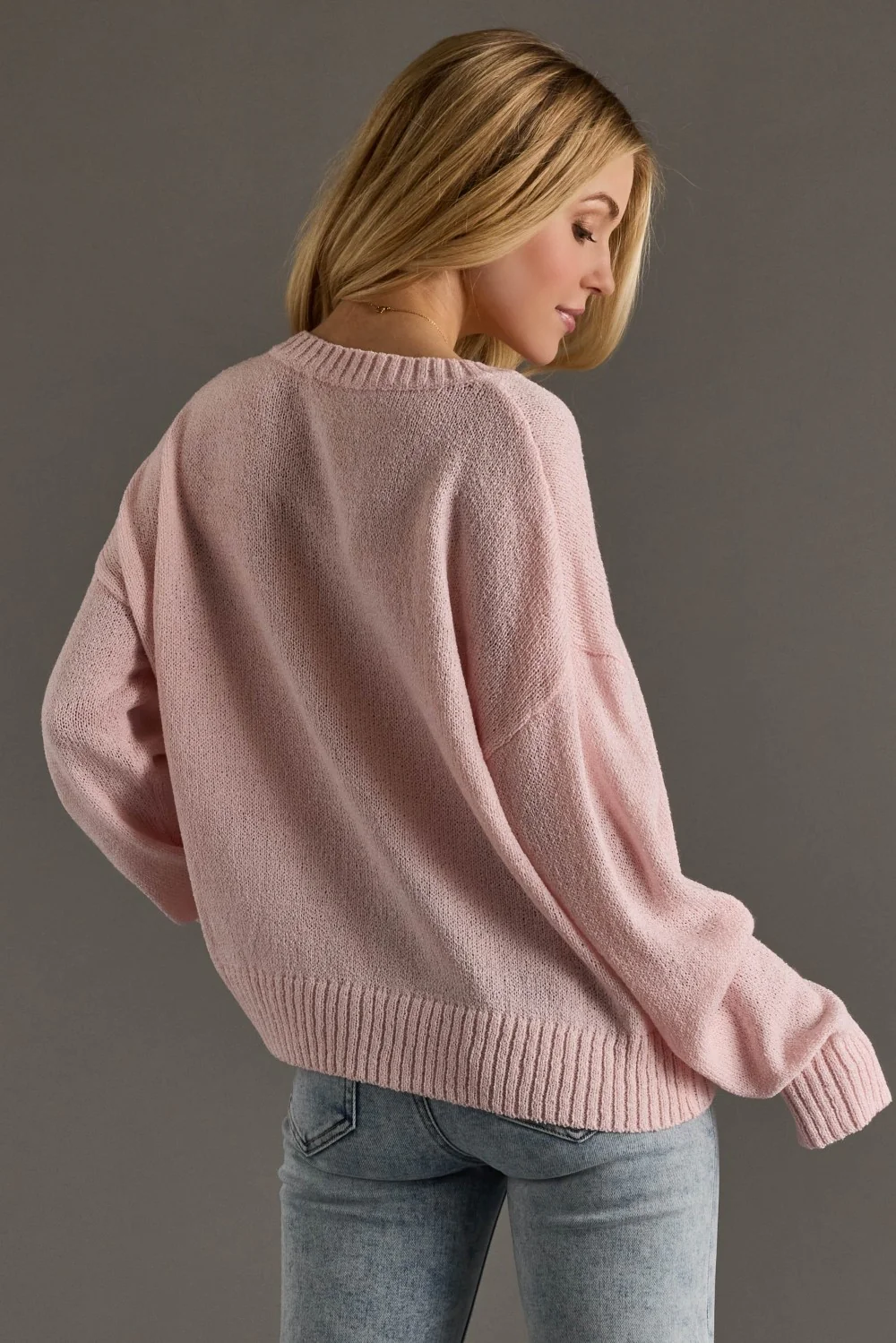 Travel Beach Repeat Pink Sweater – Lightweight Knit Crewneck Pullover - Image 4