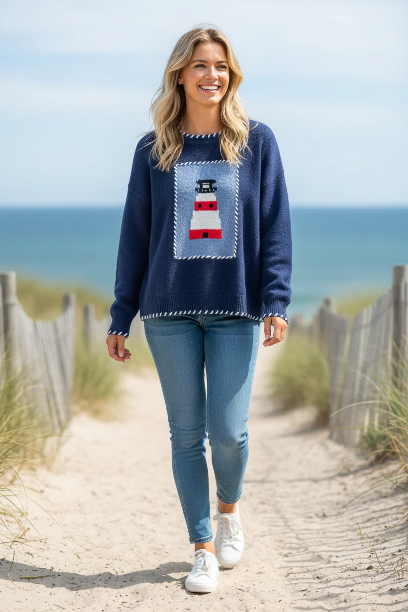 Lighthouse Sweater – Coastal Nautical Knit Pullover